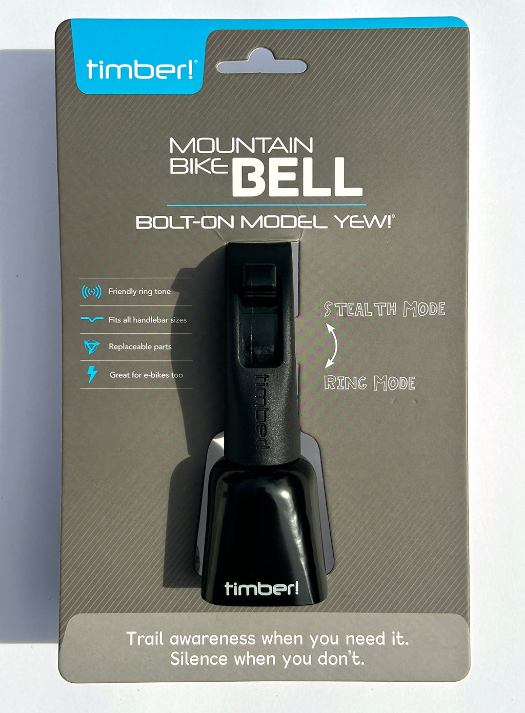 Timber Mountain Bike Bell - Bolt-On Model Yew! - Multi-use MTB Trail Bell with Dual Modes