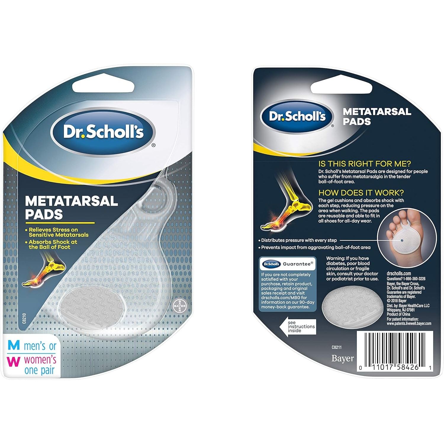 Buy now Dr. Scholl's Metatarsal Pads to Distribute Pressure with Every Step, 1 Count (Pack of 1) at indiglob india