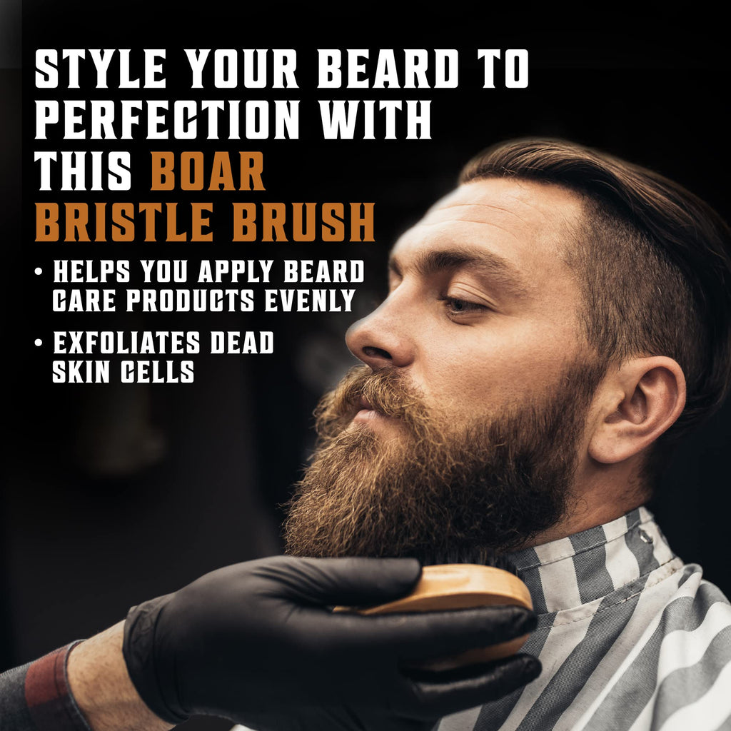 Viking Revolution Beard Comb and Beard Brush Set with Velvet Pouch | Includes Natural Boar Bristle Brush & Dual Action Pear Wood Comb - Velvet Travel Pouch Included - For Beards & Mustaches