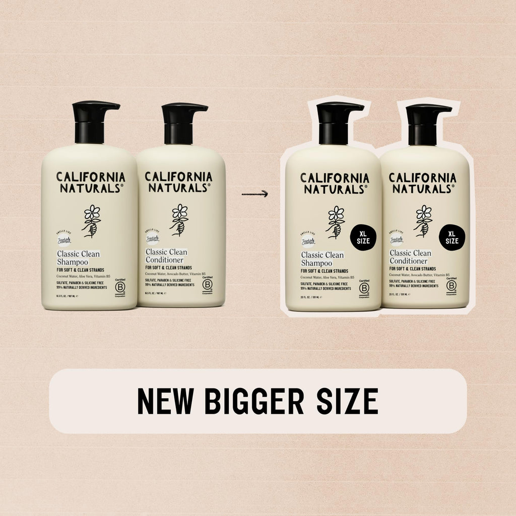 California Naturals Classic Clean Toasted Coconut Shampoo Conditioner Set, Natural, Vegan, Cruelty, Silicone, Paraben, and Sulfate Free, All Hair Types, 20 Fl Oz
