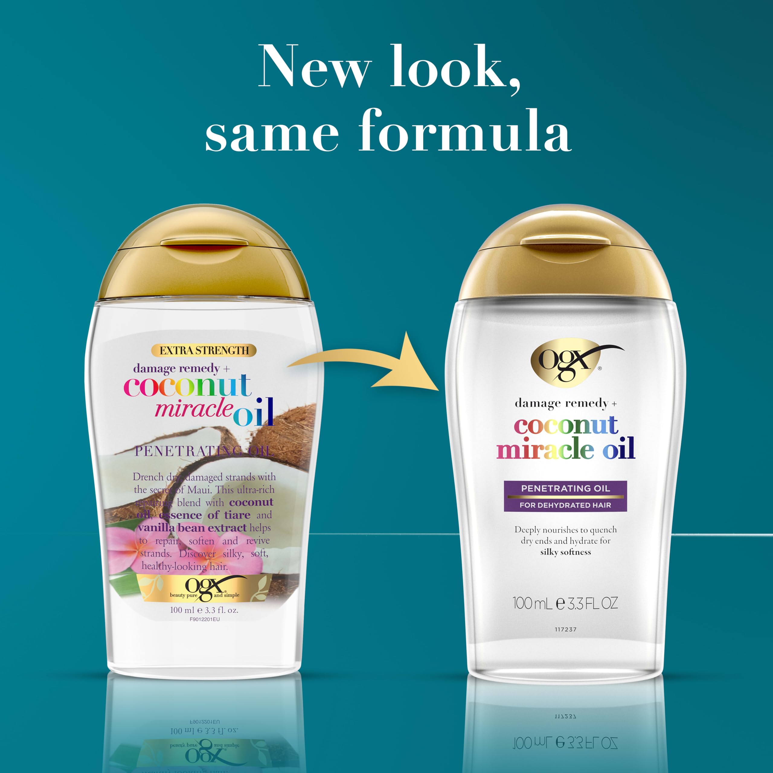 OGX Extra Strength Damage Remedy + Coconut Miracle Hair Oil, 3.3 fl. oz | Penetrating Hair Oil, Extra Hydrating Anti-Frizz, For Coarse, Dry Hair, Paraben-Free