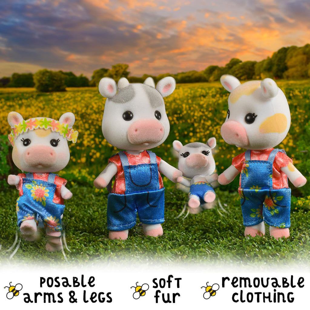 Buy now Honey Bee Acres The Cloverberrys Cow Family, 4 Miniature Doll Figures, Small at indiglob india
