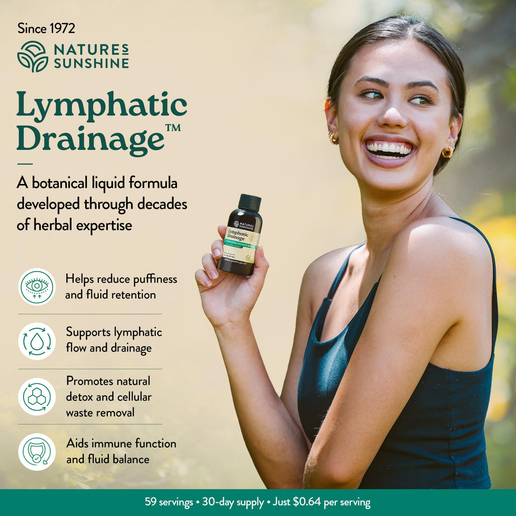 Nature's Sunshine Lymphatic Drainage Drops with Cleavers Extract - 60 Serv. | Herbal Lymphatic Support Supplement Complex for Lymph Drainage, Red Clover, Red Root & Prickly Ash Bark for Lymph System Flow