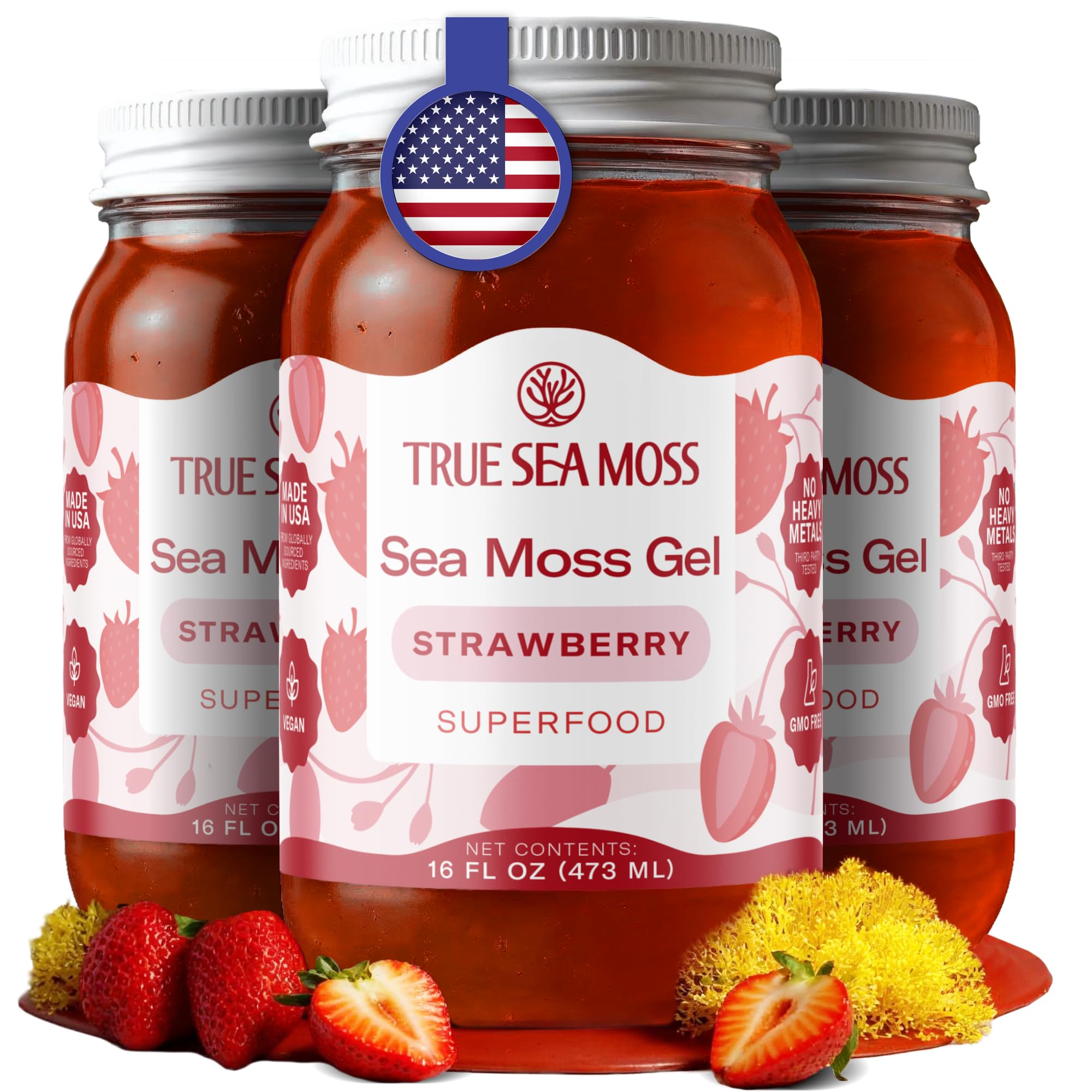 Buy now TrueSeaMoss Sea Moss Gel – Made in USA – Wildcrafted Seamoss, Fruits & Jarred Vegetables – Pineapple, Pack of 1 (Labels may Vary) Strawberry 16 Fl Oz (Pack of 3) at indiglob india