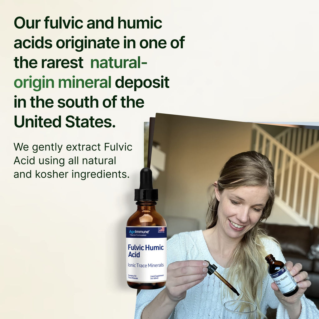 Fulvic Acid Humic Acid 500 mg per Serving 240 Servings mined in USA - Fulvic Humic Acid Liquid Supplement with 75+ Trace Minerals for Energ Gut Health Detox and Hydration – 2 oz