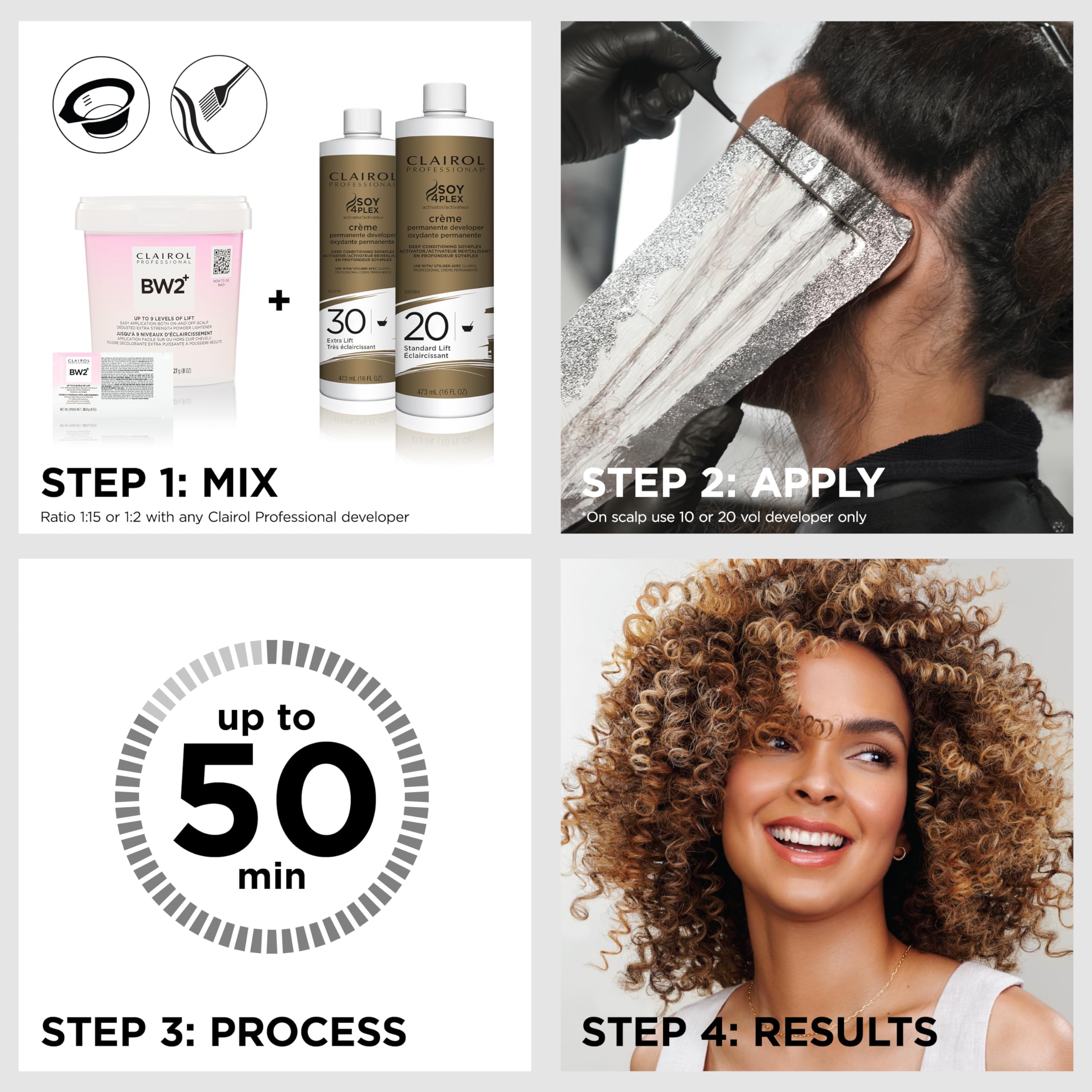 Clairol Professional BW2+ Extra Strength Powder Lightener | Up to 9 Levels of Lift for Hair Highlights & Lightening