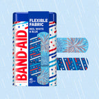 BAND-AID Brand Flexible Fabric Adhesive Bandages, Red, White & Blue, 45 Ct
