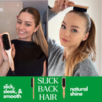 GranNaturals Smoothing & Styling Middle Part Boar Bristle Slick Back Hair Brush w/ Narrow Metal Rat Tail End for Sectioning and Parting Sleek Ponytail Bun - Teasing, Backcombing, Edge Control