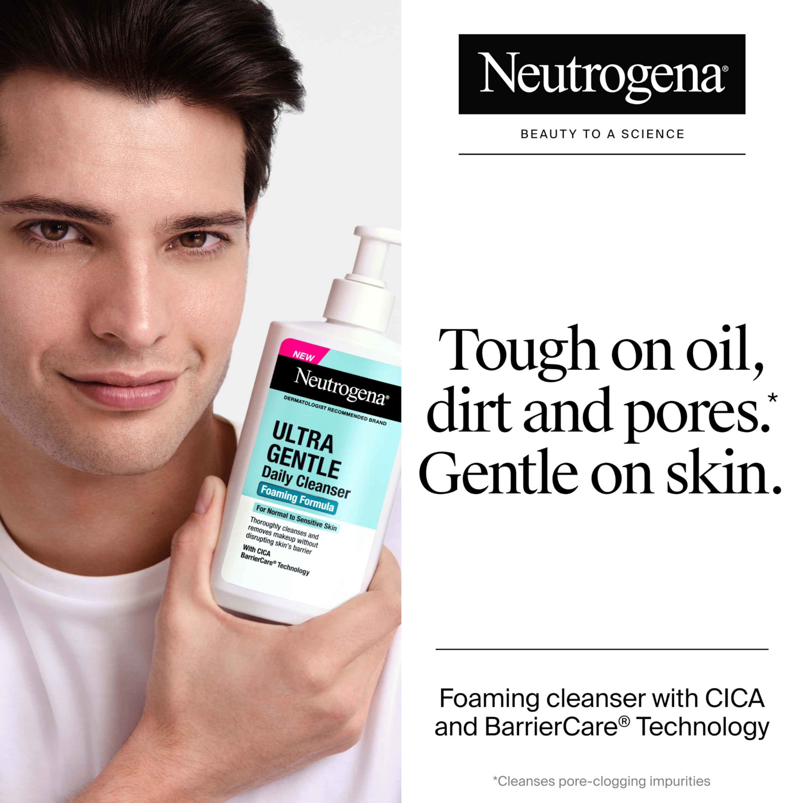 Neutrogena Ultra Gentle Foaming Facial Cleanser, Fragrance Free, 16 fl. oz | Sensitive Skin, Daily Face Wash, Removes Dirt Oil & Makeup Without Over-Drying, Soap-Free