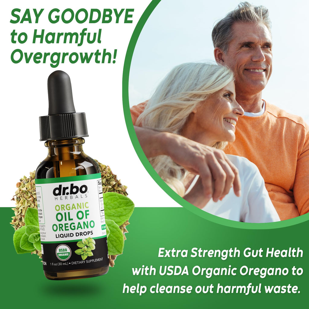 Oregano Oil Organic Liquid Drops - 6 Month Supply Organic Oil of Oregano Drops Liquid Tincture Extract, Cleanse, Detox, Immune Support, Digestive Gut Health - Pure Vegan Non-GMO Herbal Tincture 1 oz