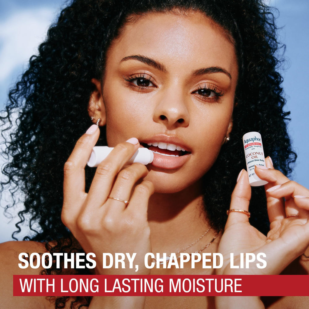 Aquaphor Naturally Inspired Lip Repair Stick with Coconut Oil, 0.17 OZ | Coconut Oil Lip Balm with Shea Butter Immediately Relieves Dryness, Dye, Preservative and Fragrance Free