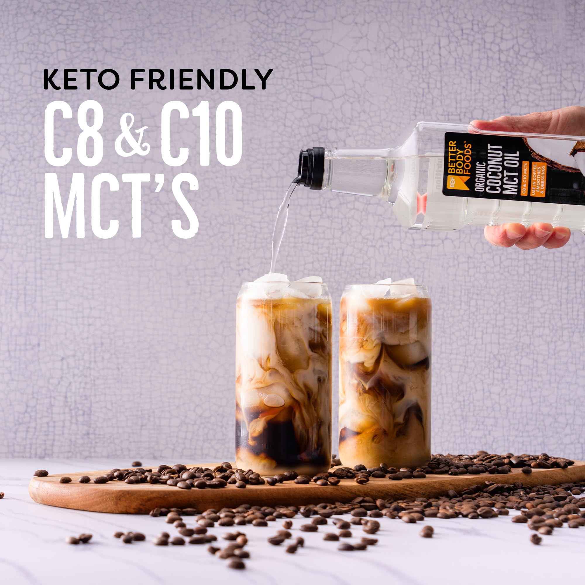 BetterBody Foods Organic Coconut MCT Oil 33.8 Fl Oz, C8 & C10, Keto Coffee | Concentrated MCTs, Support Natural Energy Levels, Palm Oil Alternative, Mediterranean Diet, Coffee, Smoothies, Dressings