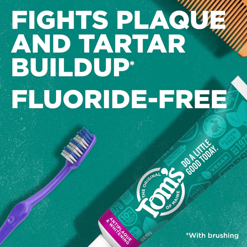 Buy now Tom's of Maine Fluoride-Free Antiplaque & Whitening Natural Toothpaste, Peppermint, 5.5 oz. (Pack of 2) at indiglob india