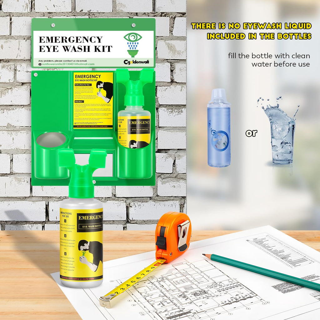 Buy now CGOLDENWALL Emergency Eye Wash Station Portable Eyewash Station Wall Mounted Eye Wash Kit, OSHA Approved Double 16.9oz Eye Wash Bottles for First Aid (EMPTY Bottles) at indiglob india