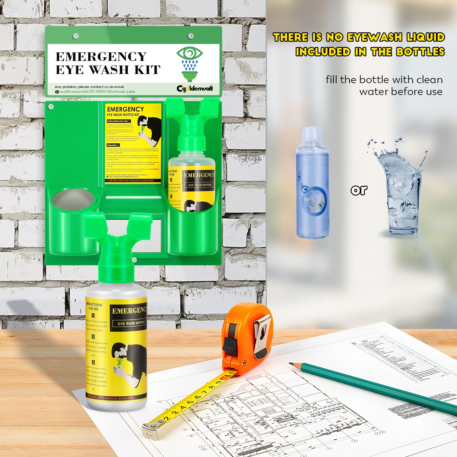Buy now CGOLDENWALL Emergency Eye Wash Station Portable Eyewash Station Wall Mounted Eye Wash Kit, OSHA Approved Double 16.9oz Eye Wash Bottles for First Aid (EMPTY Bottles) at indiglob india