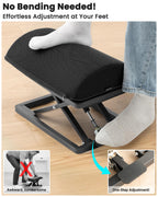 Step-to-Adjust Foot Rest—Truly Infinite Height, No Bending Needed