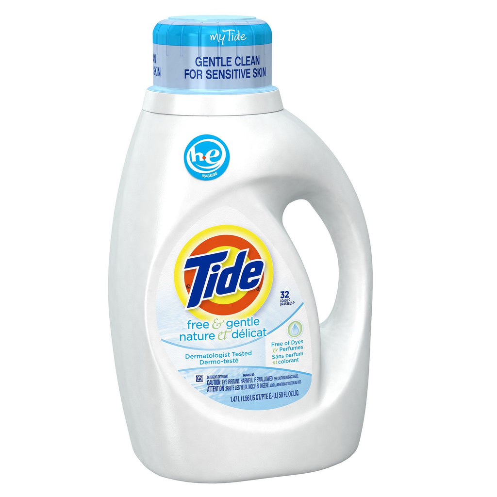 Buy now Tide Free & Gentle Liquid Laundry Detergent, Unscented, 1.47 L (32 Loads) Unscented 50 Fl Oz (Pack of 2) at indiglob india