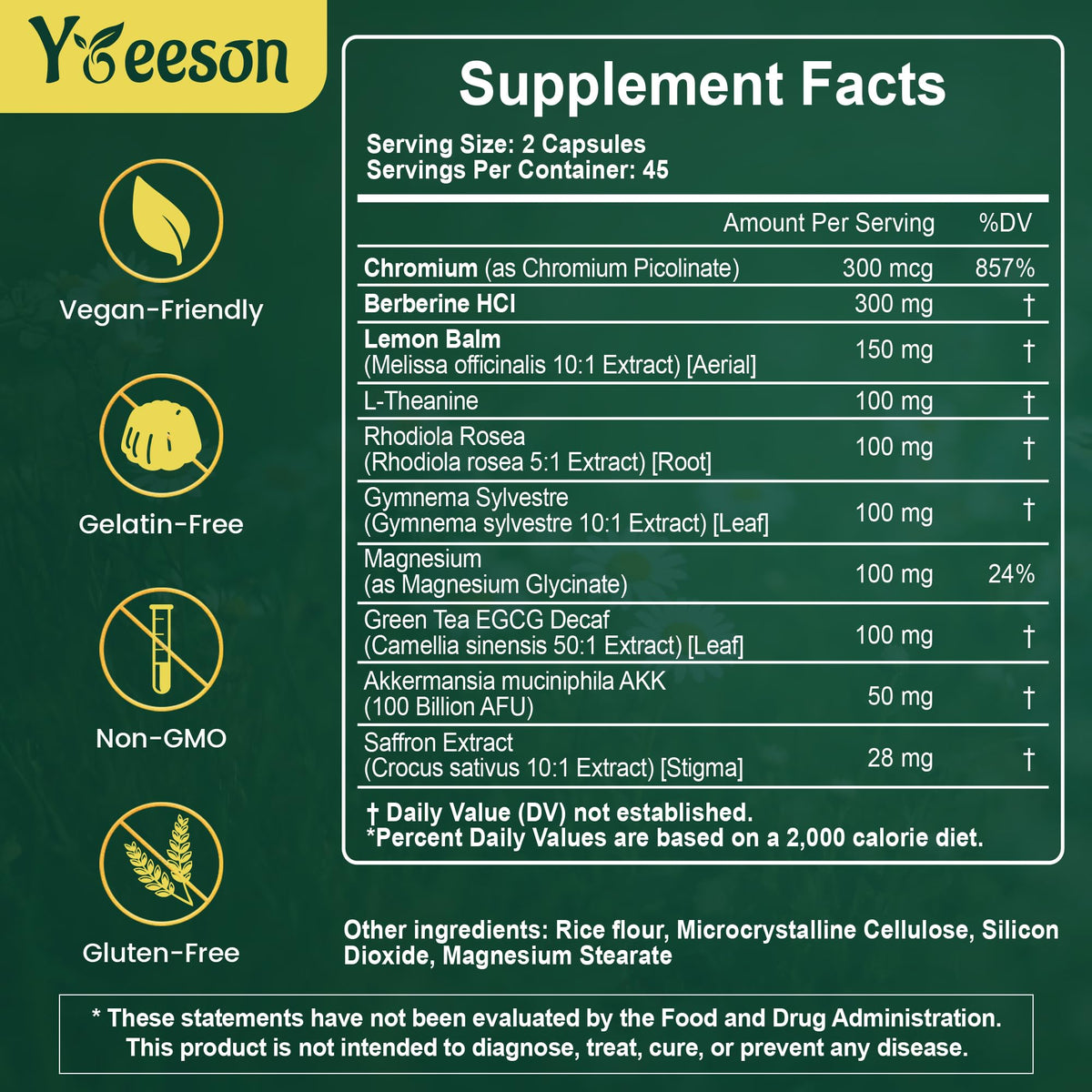 GLP-1 Weight Management Appetite Control with Berberine, 90 Caps, 45-Day