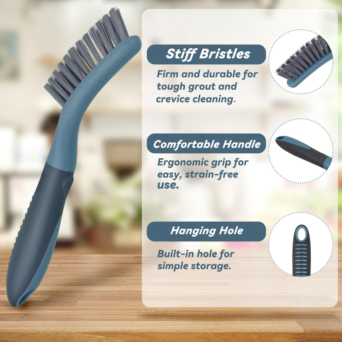 2 Pack Grout Scrub Brush with Stiff Bristles