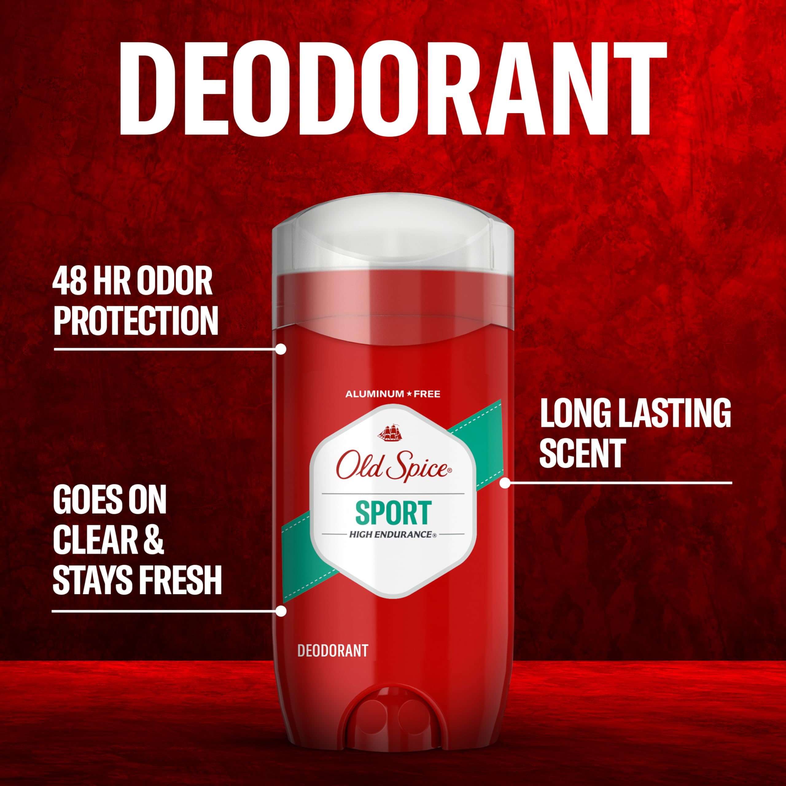 Old Spice Aluminum Free Deodorant for Men, High Endurance, 24/7 Lasting Freshness & Long Lasting Scent, 24/7 Advanced Sweat & Odor Protection, Pure Sport Scent, 3.0 oz (Pack of 2)