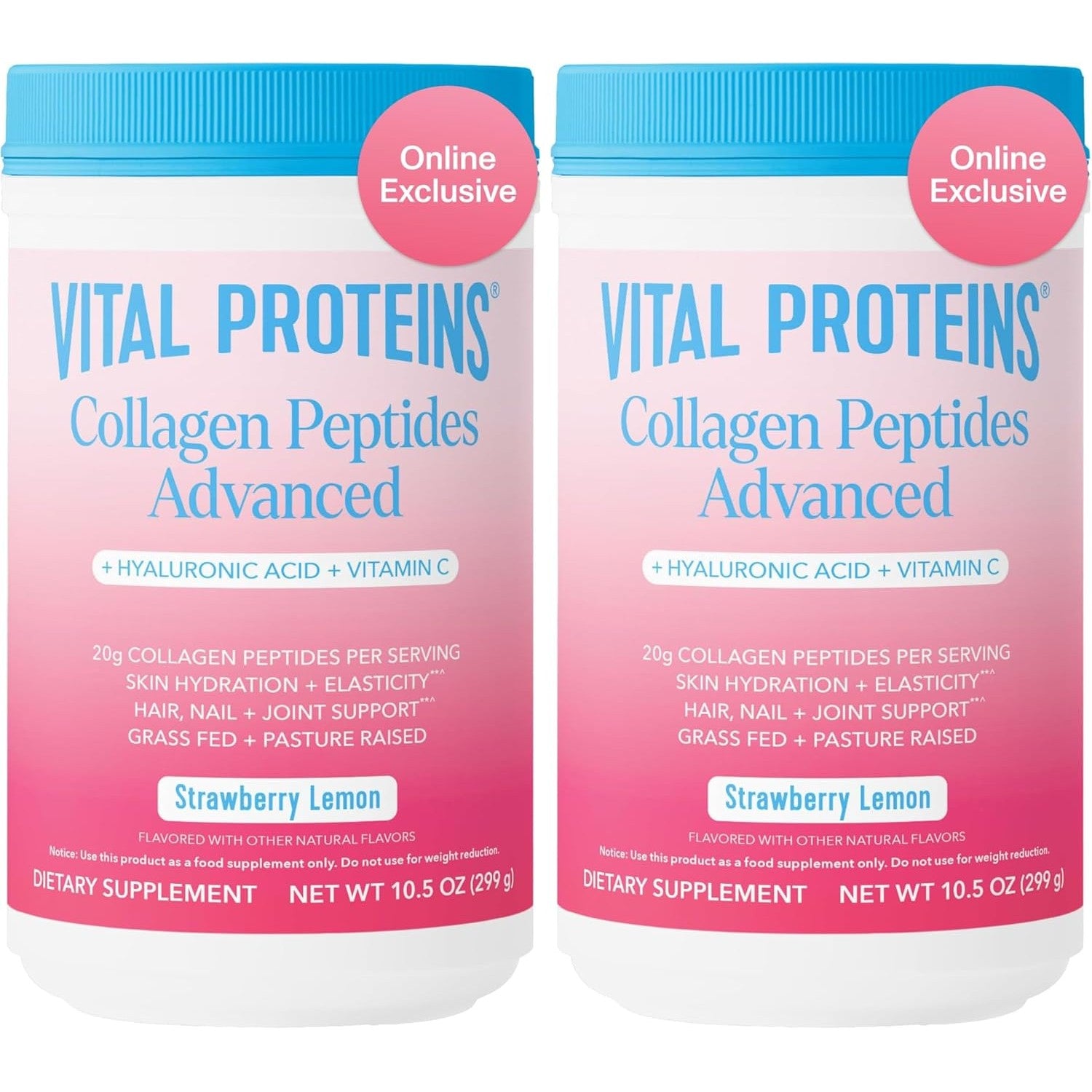 Buy now Vital Proteins Collagen Peptides Powder Advanced with Hyaluronic Acid & Vitamin C, Collagen Supplements, Unflavored, 12 Servings Strawberry Lemon 13 Servings (Pack of 2) at indiglob india
