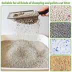 2Pcs Cat Litter Scoop Metal Stainless Steel Mesh Kitty Litter Scoop with Hook, Cat Scooper for Litter Box, Filter Small Pieces Quickly, Easy to Clean and Durable (3mm/5mm Mesh)