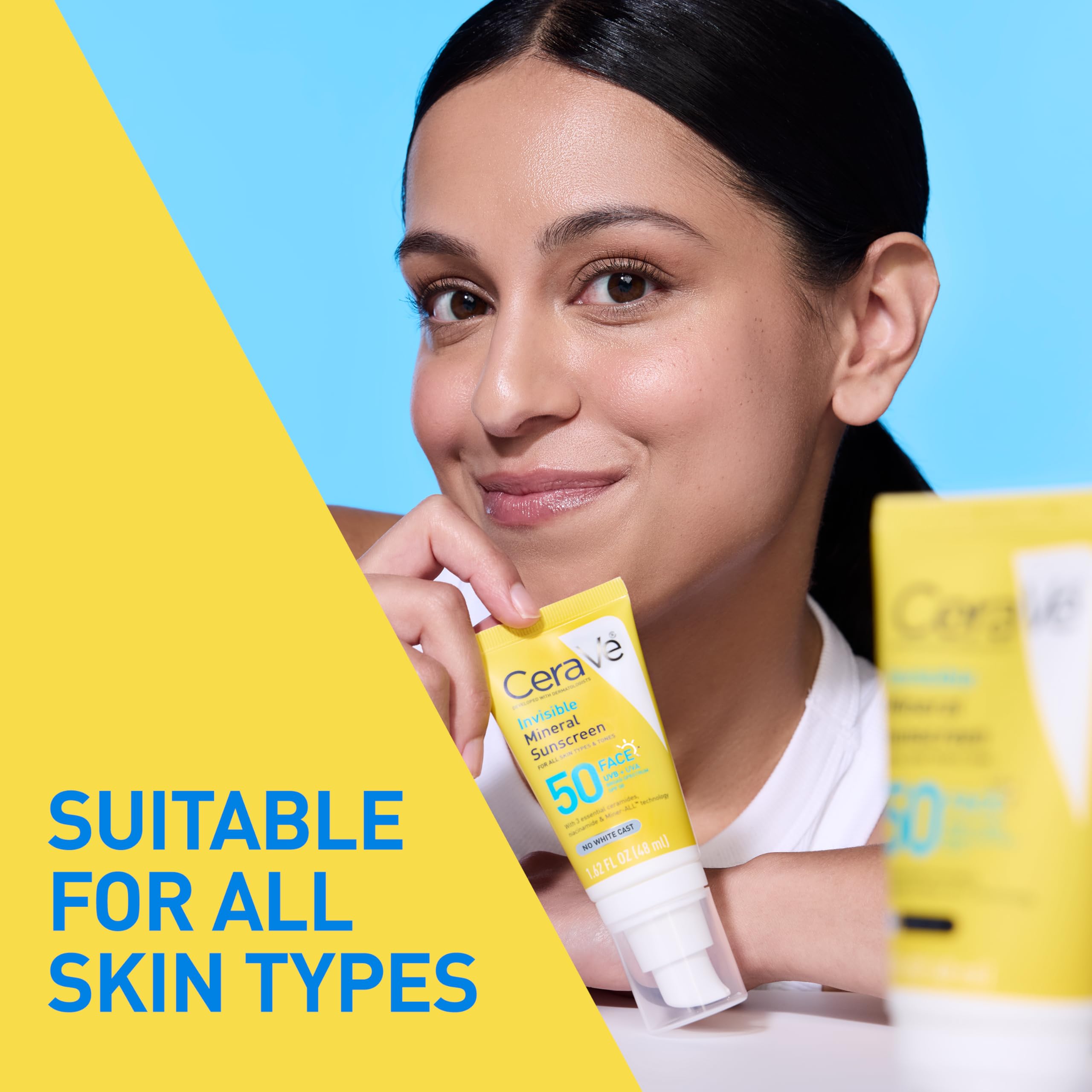 CeraVe Invisible Mineral Sunscreen SPF 50, Face Sunscreen, Travel Size | Skin Care, Sunscreen For Sensitive Skin, Zinc Oxide, Titanium Dioxide, Vitamin E, Niacinamide, Ceramides, Oil Free