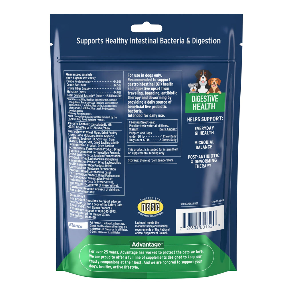 Pet Protect Digestive Health Supplement for Dogs, Chicken Flavor, 60ct
