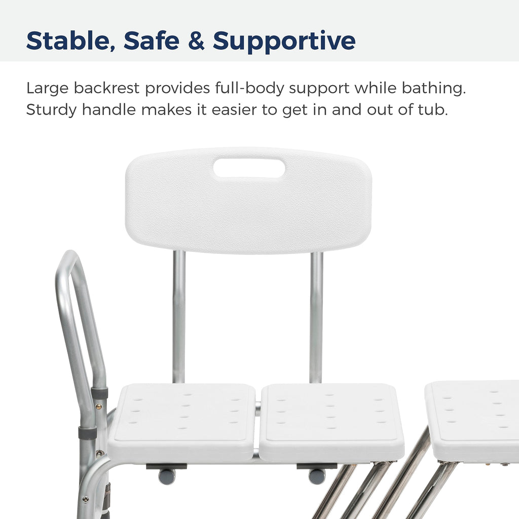 Drive Medical Splash Defense Tub Transfer Bench, Adjustable Height, White