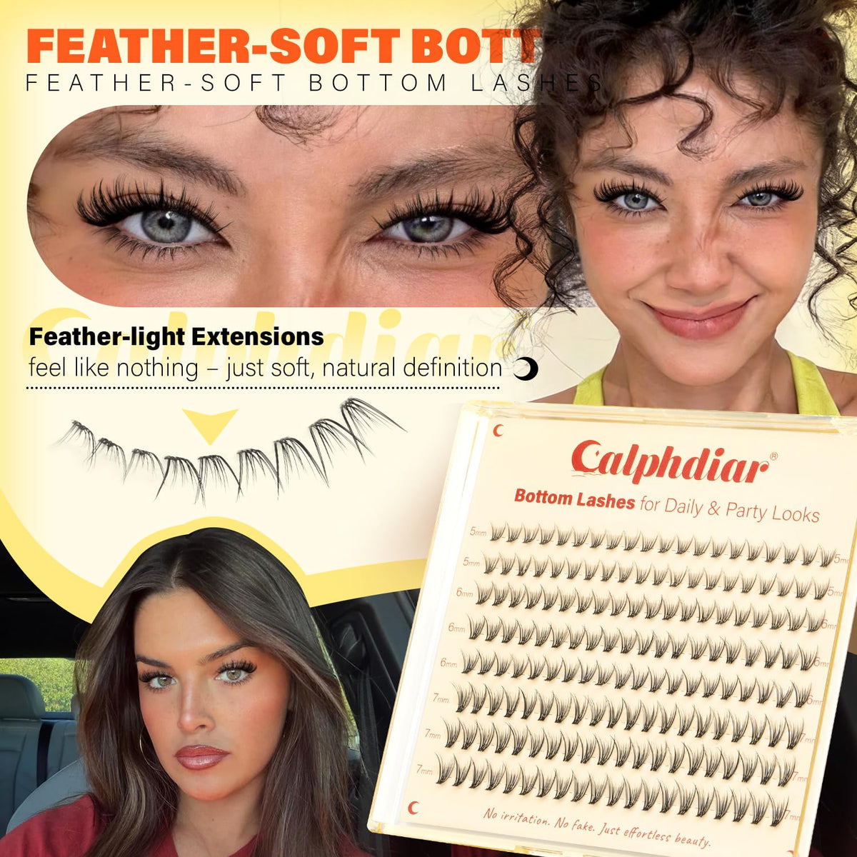 Calphdiar Bottom Lash Clusters create natural definition with feather-soft, lightweight extensions for stunning daily or party looks.