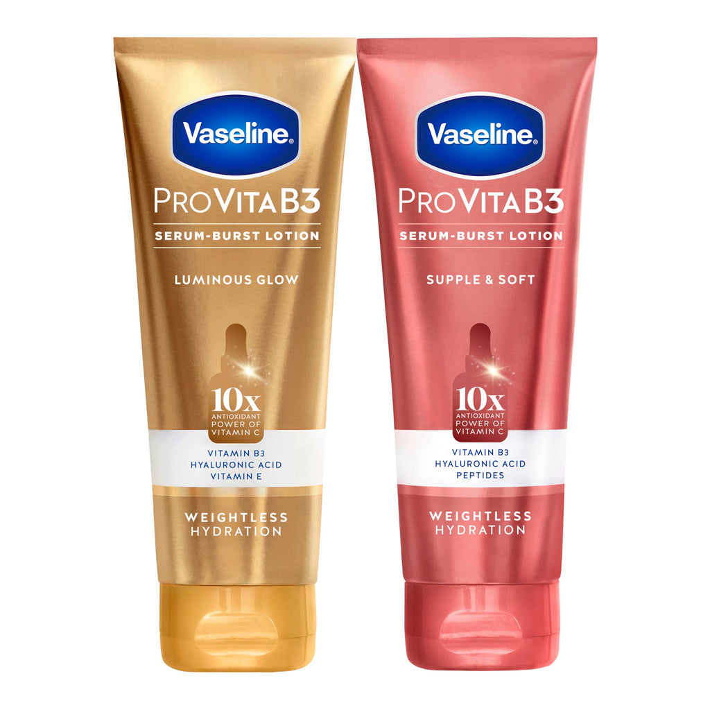 Vaseline Pro VitaB3 Serum Burst Body Lotion Supple & Soft 7.5oz | Body moisturizer for dull-looking skin with Vitamins C, E, Niacinamide, Hyaluronic Acid and Peptides for healthy glow