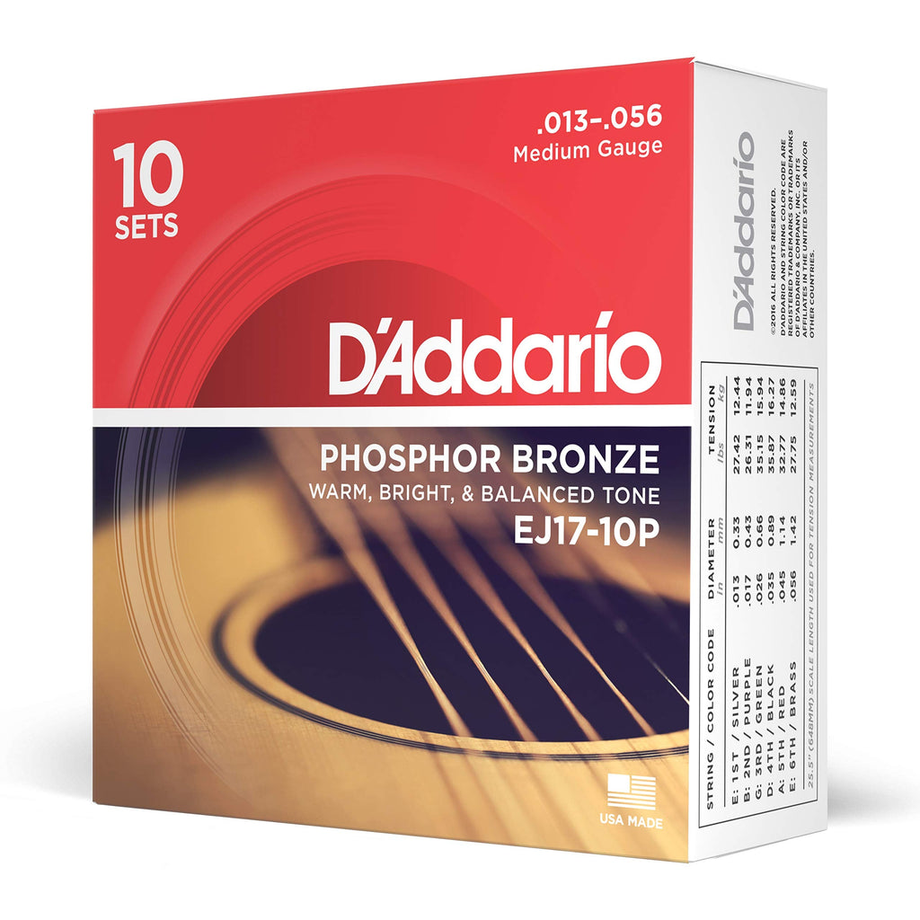 Buy now D'Addario Acoustic Guitar Strings, Phosphor Bronze, EJ42, Resophonic Medium Gauge 16-56, 6-String Set, Pack of 1 at indiglob india
