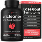 Uric Acid Cleanse & Gout Support – Tart Cherry, Celery Seed, Chanca Piedra, Milk Thistle & Turmeric for Kidney Detox, Joint Comfort & Uric Acid Balance – 11-in-1 Natural Formula - 120 Count