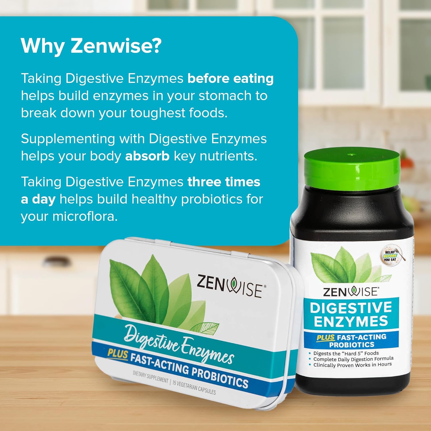Buy now Zenwise Health Digestive Enzymes for Gut Health & Bloating Relief - Multi Enzymes Digestion Supplement with Probiotics, Bromelain & Papaya for Digestive Health Support - Men & Women - 180 Count at indiglob india