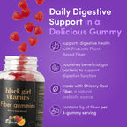 Black Girl Vitamins - Fiber Gummies - Prebiotic for Gut Health & Bloat Relief - Supports Digestion, Regularity & Microbiome Balance - Vegan, Gluten-Free, Halal (Orange & Mixed Berry, 30 Day Supply)