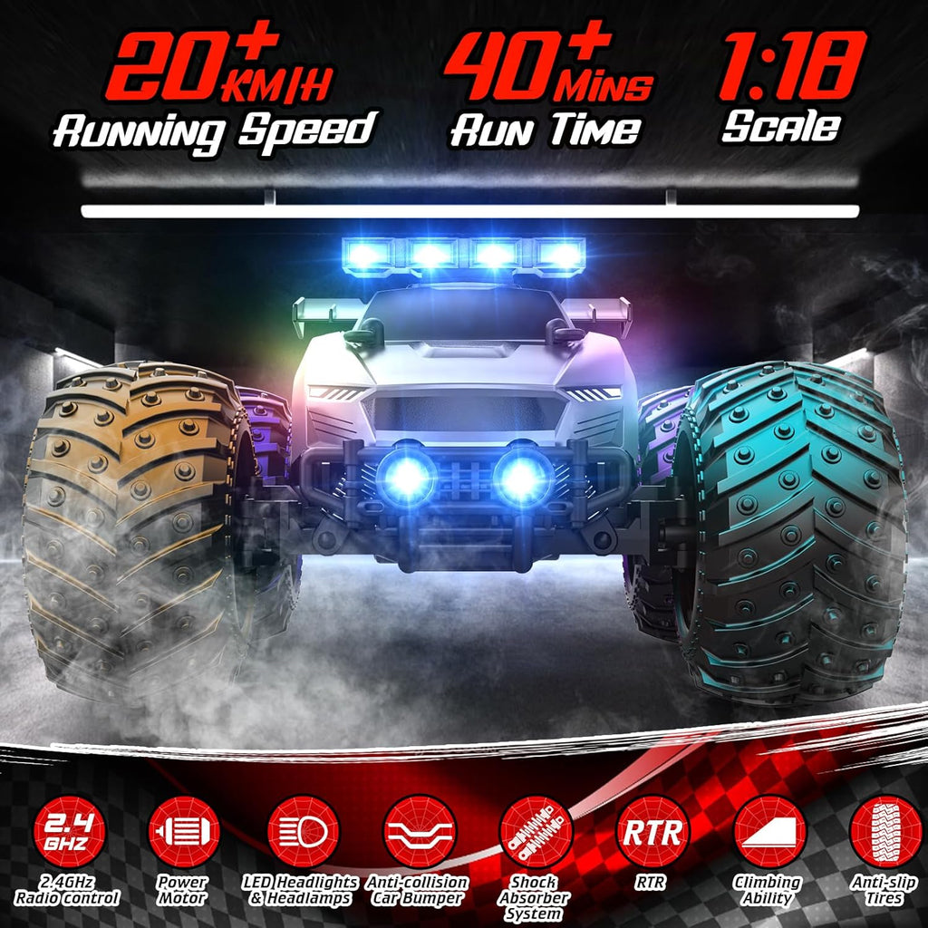 Buy now Remote Control Car - 20km/h 1:18 High Speed RC Cars Offroad with RBC &Headlights &Headlamps, 2.4GHz Toy Car Gift for 3 4 5 6 7 8 9 10-12 Year Old Boys Girls Kids at indiglob india