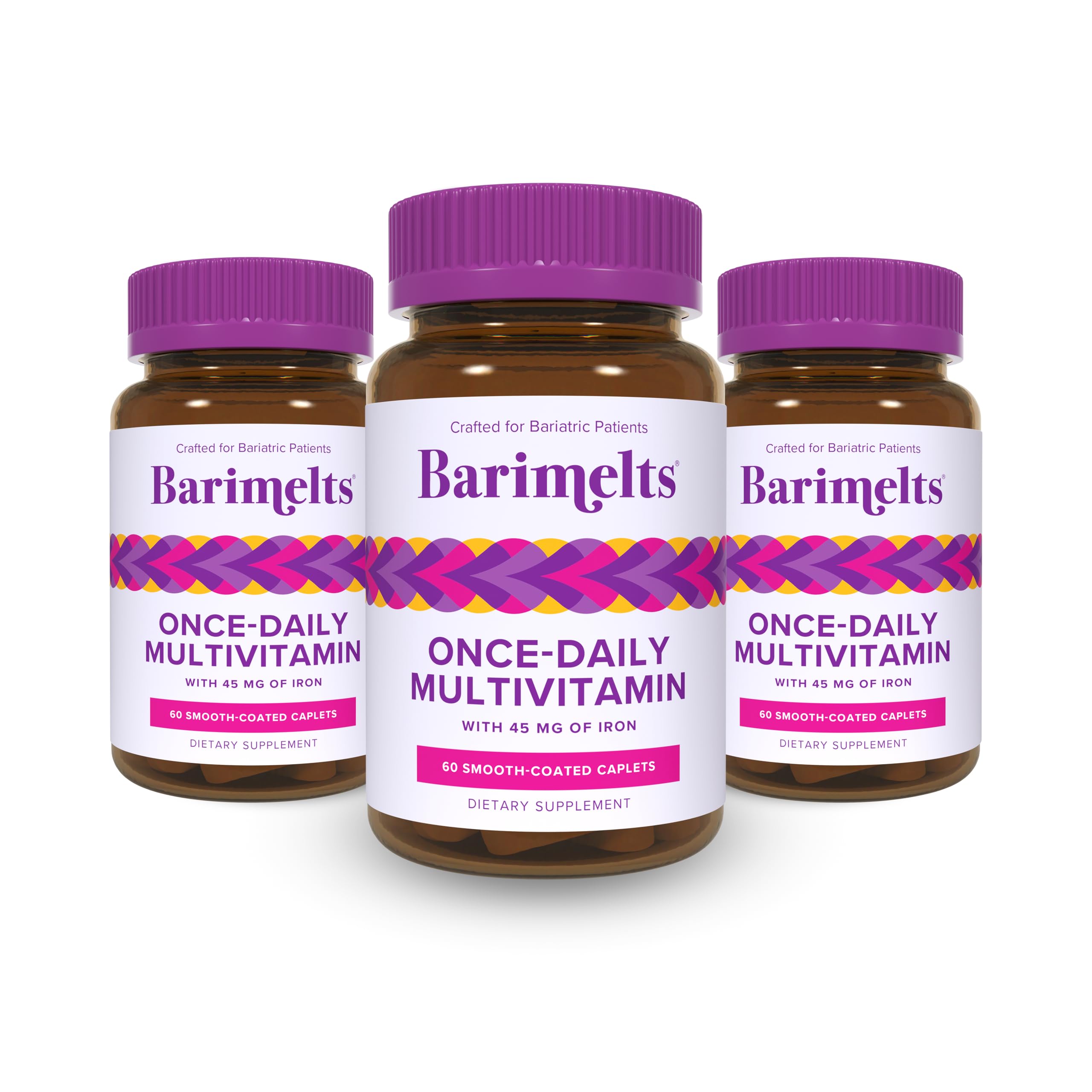 BariMelts Once Daily Bariatric Multivitamin with Iron, 120 Caplets | Easy-Swallow Caplets, Multivitamin for Women, Multimineral Complex Supports Nutrition After Bariatric Surgery