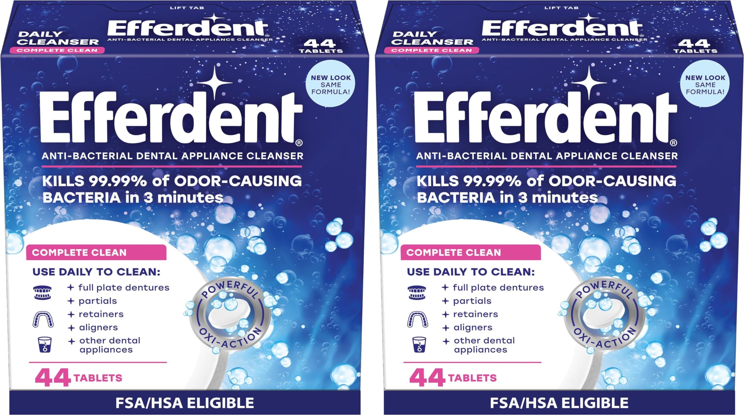 Buy now Efferdent Denture Cleaner Tablets – Dental Appliances, Aligners, Mouth Guard, and Retainer Cleaner Tablets, Complete Clean, 126 Count 44 Count (Pack of 2) at indiglob india
