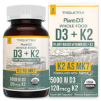 Organic Plant D3 + K2 (5000 iu D3) - All-Trans MK7 from MenaQ7 (120 mcg K2) - 100% Organic & Plant-Based Sublingual D3 Drops (Cholecalciferol), 100% Vegan - Supports Immunity, Bone(1oz)