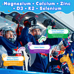 Kids 4+ Magnesium + Saffron Sleep Gummies, Relax Happy Filled Gummy, Bedtime Calcium Zinc, Mineral + Multivitamin Gummies, Melatonin Free | Vitamin D3 K2 | Bone, Only Need 1 Gummy - Sweet Dream Magic