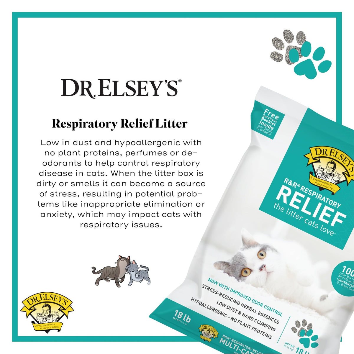 Dr. Elsey's R&R Stress-Reducing Clumping Clay Cat Litter 18 lb. Bag