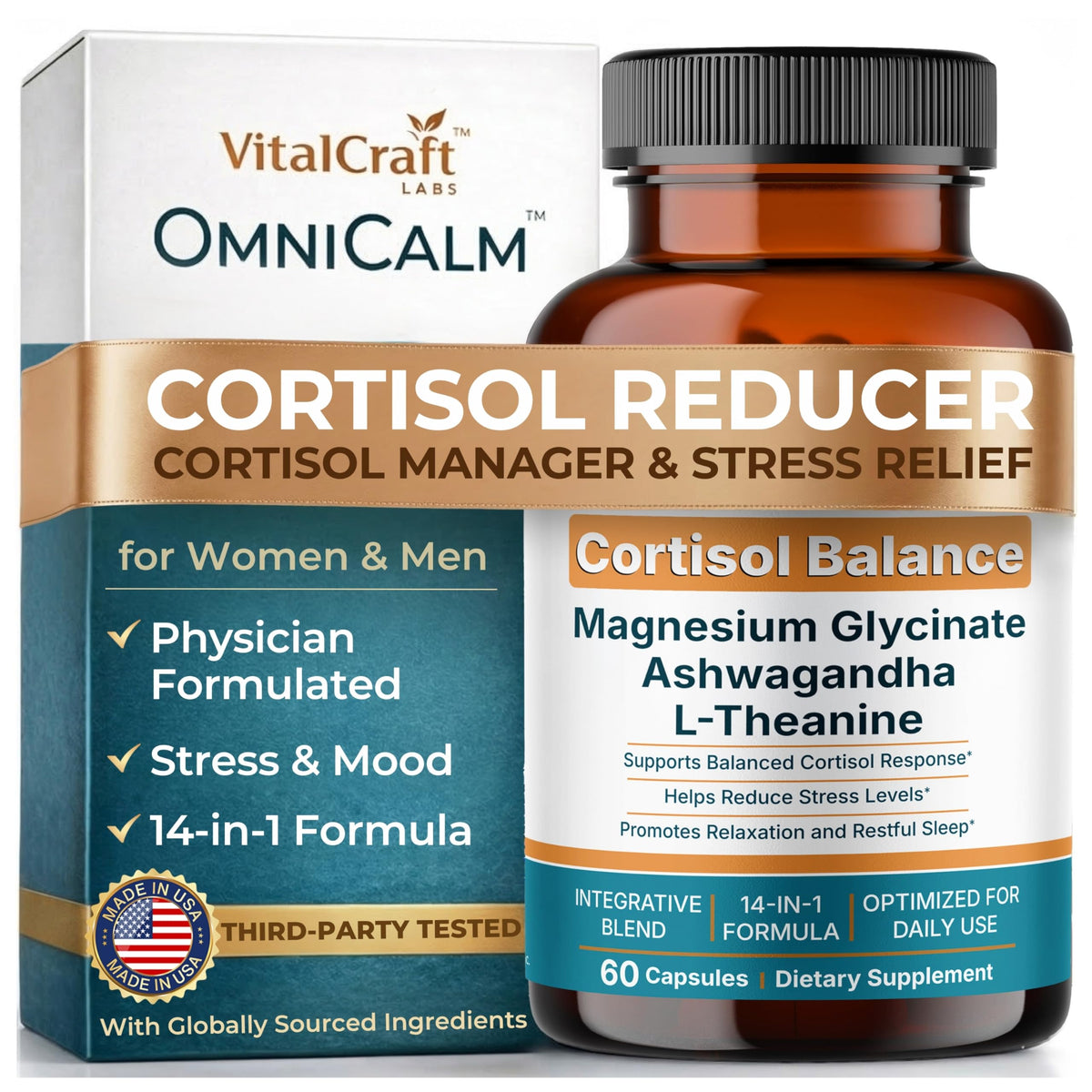 OmniCalm Cortisol Reducer & Manager Supplement for Women and Men
