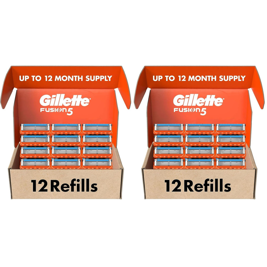 Gillette Fusion5 Mens Razor Blade Refills, 12 Count, Lubrastrip for a More Comfortable Shave