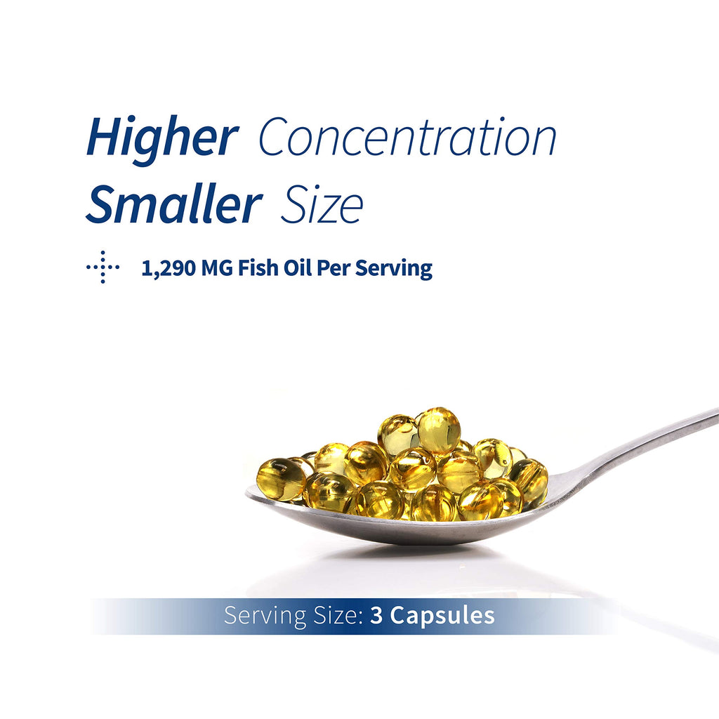 Spoonful Mini Omega 3 Fish Oil, iFOS Certified, 1290 mg Per Serving, 120 Softgels Pearls, Small Size Easy to Swallow Capsules, Made in USA