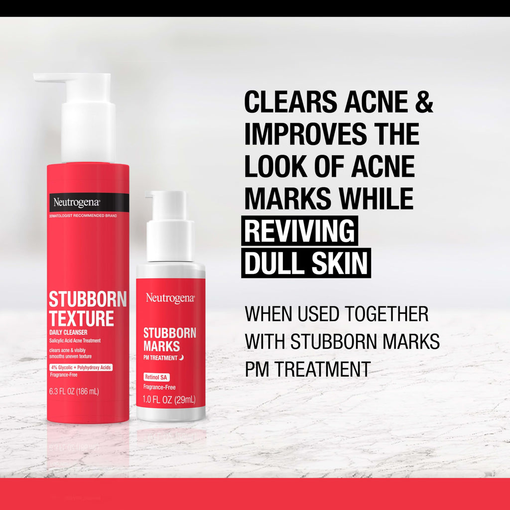 Buy now Neutrogena Stubborn Texture Daily Acne Facial Cleanser, Salicylic Acid Face Wash + Glycolic & Polyhydroxy Acids, Fragrance-Free, 6.3 fl. oz at indiglob india
