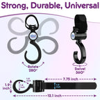 PBnJ Baby Stroller Hooks for Diaper Bags, Purses and Travel, 2 Pack