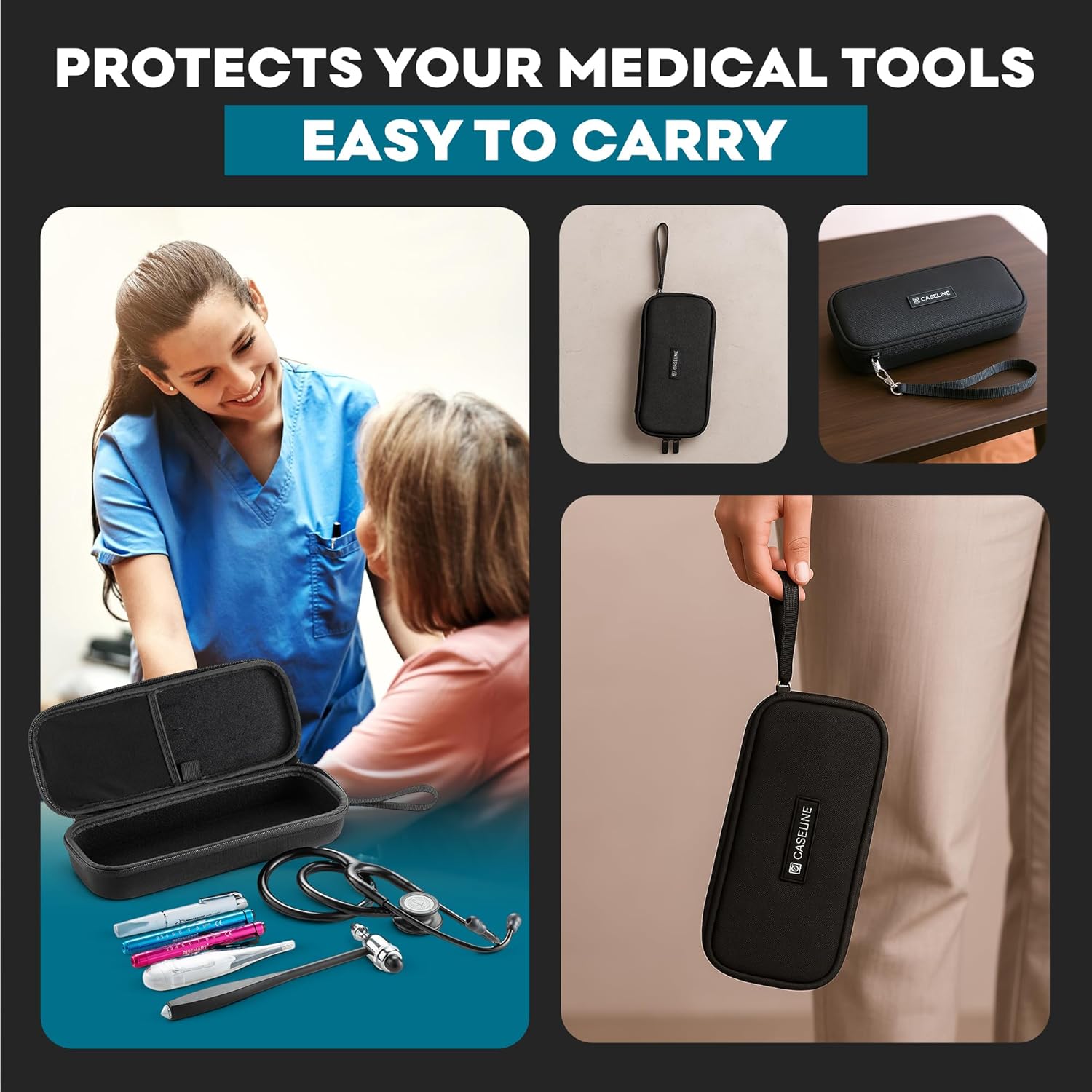 Buy now caseling Stethoscope Case For 3M Littmann Classic III, Lightweight II S.E, Cardiology IV Diagnostic, MDF Acoustica - Hard Case for Medical Tools with Pocket for Nurse Accessories - EVA Nursing Holder at indiglob india