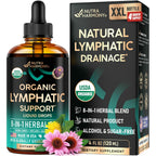 Lymphatic Drainage Drops - USDA Organic Lymphatic Supplements - 2 fl oz | Echinacea, Elderberry, Dandelion, Rosehip, Cleavers, Calendula, Burdock - Sugar & Alcohol-Free - Immune & Lymph Flow Support