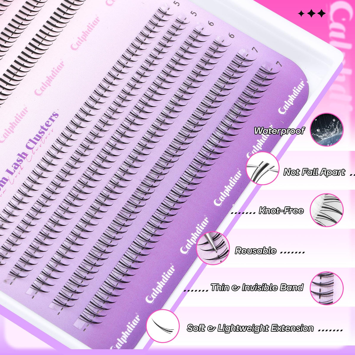 Calphdiar Bottom Lash Clusters in various lengths. 100% genuine, waterproof, reusable, lightweight, knot-free design.
