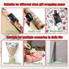 2-Pack Wrapping Paper Cutter & Tape Dispenser for Christmas Gift, Improve Gift Packaging Efficiency, Makes the Cutting line straighter, Cutting Tool with 4 Tapes，2 Replace Blades Kit, Red and Black